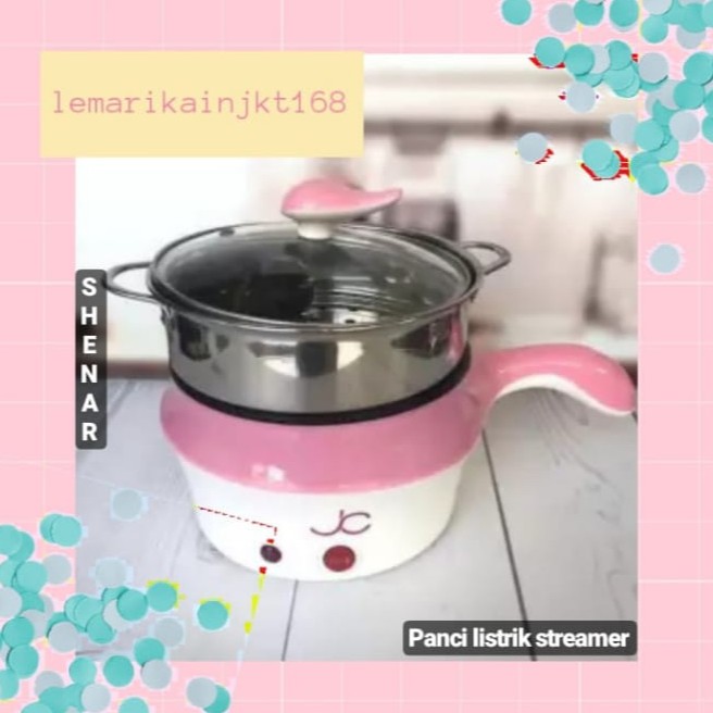 SHENAR COD (1300GRAM) Cooking pot| PANCI STREMER LISTRIK / Multifunctional Electric Fry Pan Panci Listrik Panci Lapisan Keramik |Panci Listrik Serbaguna 1.2L Electric