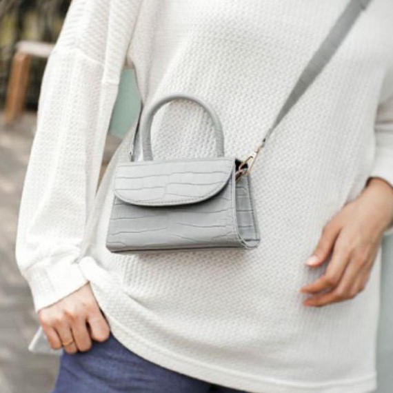 TAS SELEMPANG WANITA MIZU CROCO HANDLE + SELEMPANG BAG Tas Selempang Wanita SHOULDER BAG MIZU TF006-MIZU-ABU