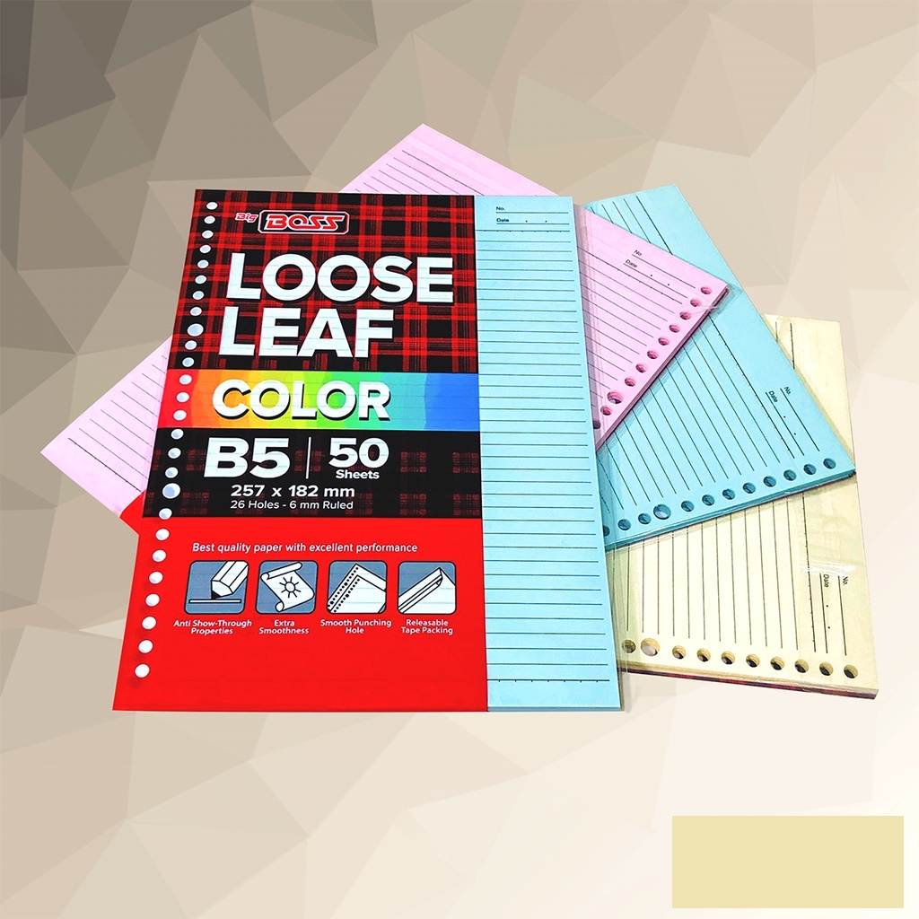 

BigBoss Loose Leaf B5 Warna Warni 50 Lembar Kertas Binder