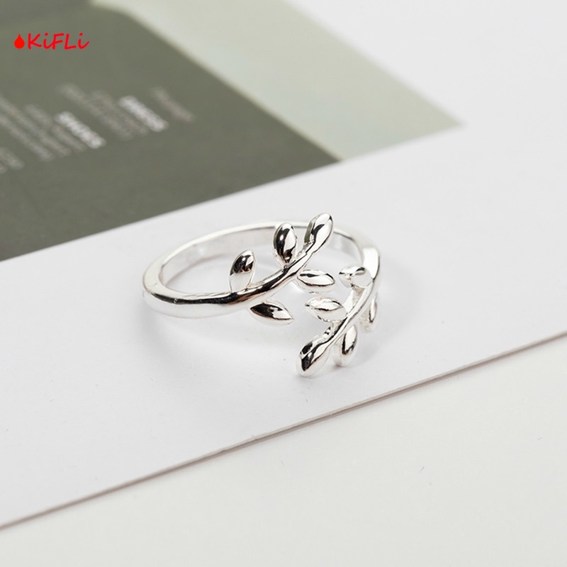 Cincin Charms,Olive Tree Branch Leaves Open Ring,Wedding Rings Adjustable Jewelry