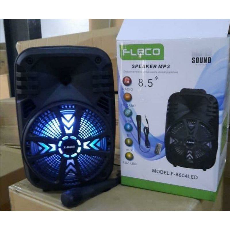 COD SPEAKER BLUETOOTH FLECO 8'5 INCH F-8604LED PLUS MIC KARAOKE X-BASS//SPEAKER SALON AKTIF//SPEAKER KARAOKE//SPEAKER WIRELESS//SPEAKER X-BASS