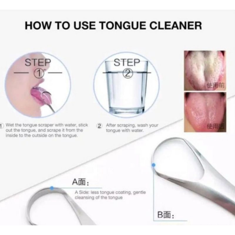 Alat Pembersih Lidah Stainless stell Reusable alat untuk kebersihan lidah