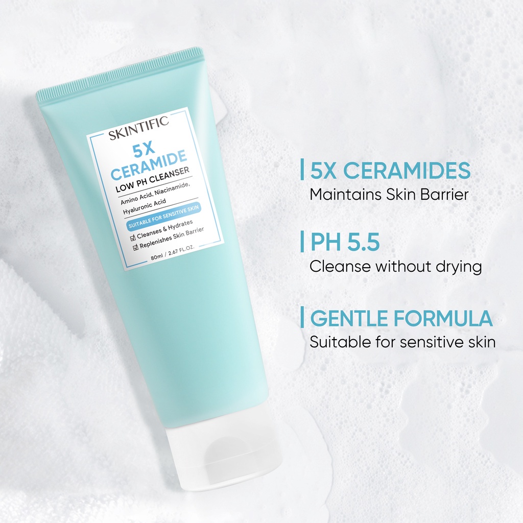 SKINTIFIC 5x Ceramide Low pH Cleanser 80g 100% Original