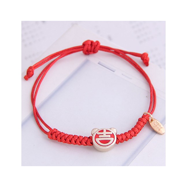 LRC Gelang Tangan Fashion Red Auspicious Rat Knitting Red Rope Blessing Rat Bracelet A60502