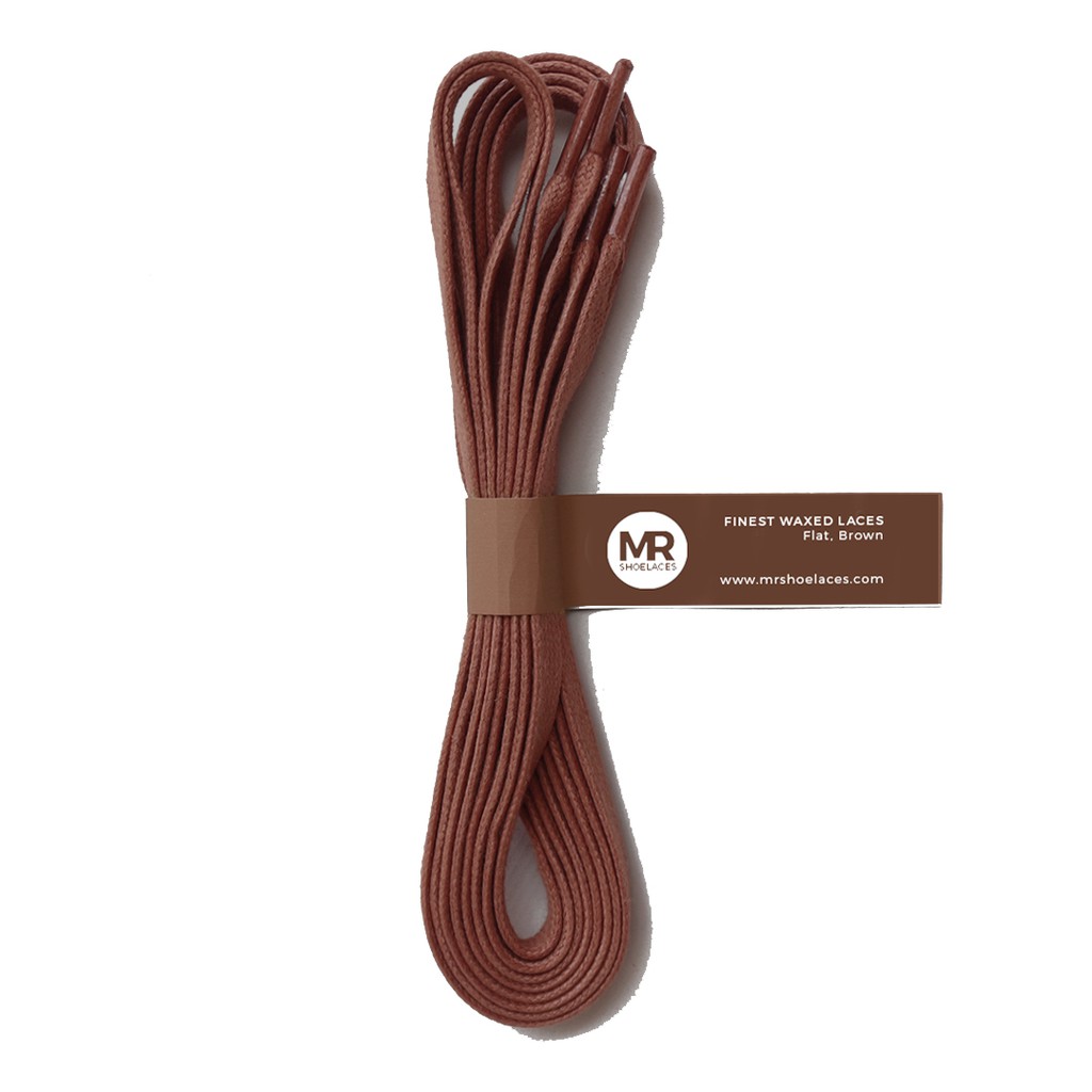 MR Shoelaces FT03 Brown (Coklat) - Tali Sepatu Lilin Gepeng FLAT 6-7mm 90cm 100cm 120cm 150cm 200cm