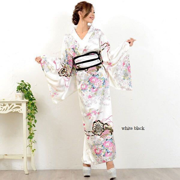 CC-189 kimono jepang cosplay kostum baju tradisional yukata hitam putih costume