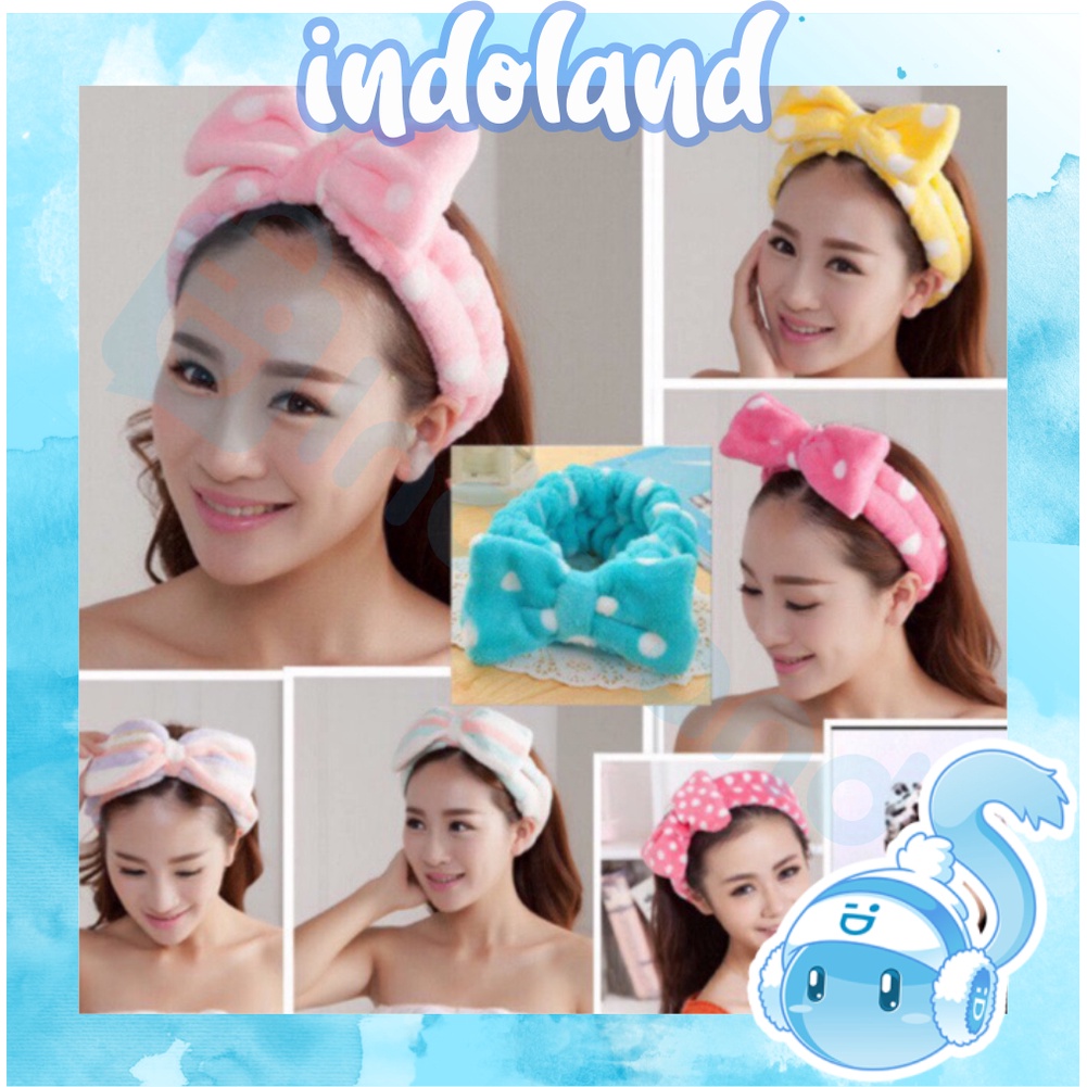 ☀ INDOLAND ☀ BANDANA MANDI Headband  Bando Pita  KUPING Rambut Fashion Motif Pita Cantik Warna Warni Import Murah Grosir R027