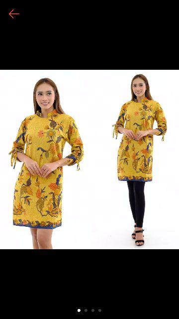 Benang Raja Tunik Batik Wanita Lengan Panjang Ukuran M L Xl