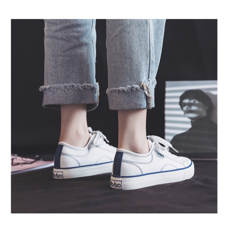 [ PAKAI DUS SEPATU ] IDEALIFESHOES Sepatu Wanita Sneaker Putih Garis Biru Import Sport Sepatu Casual Korea Style Murah