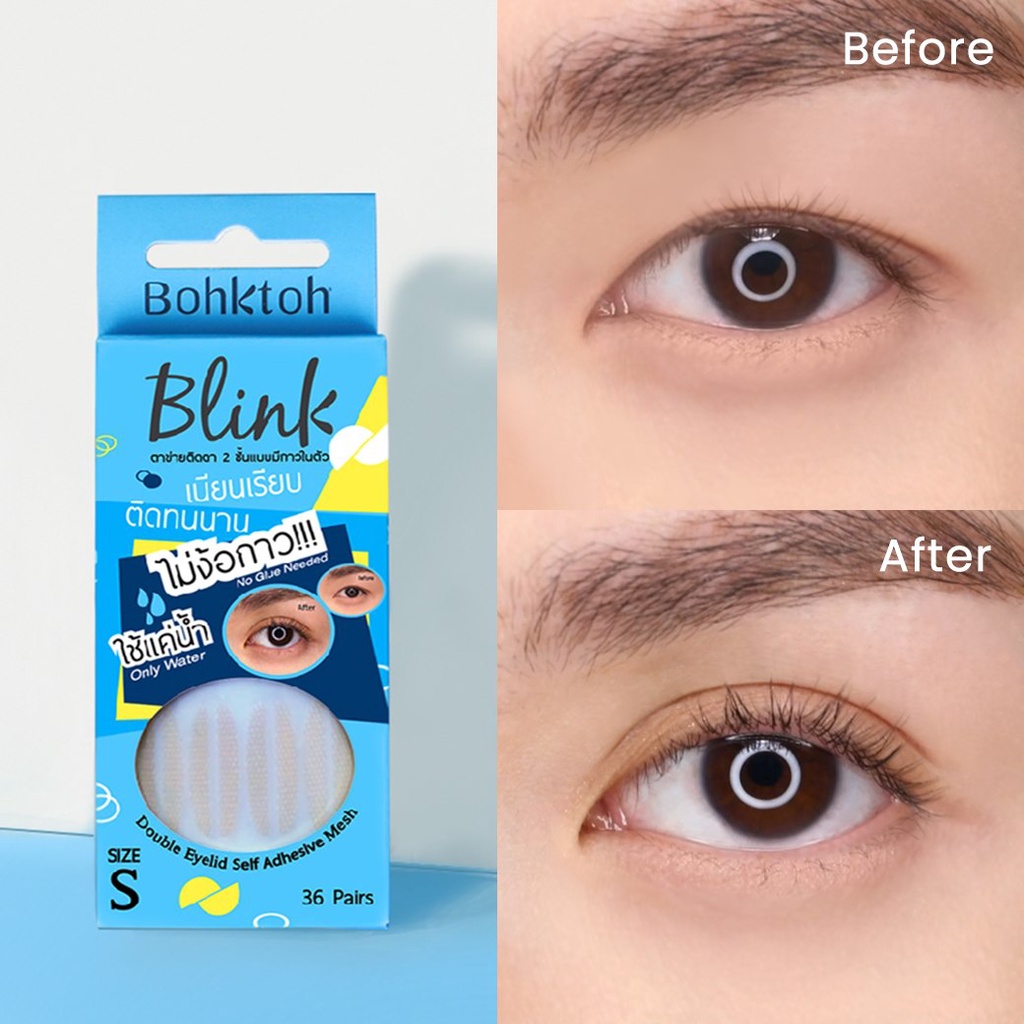 BOHKTOH Skot Mata Blink Double Eyelid Self Adhesive Mesh + Free Aplikator Thailand | Stiker Eye Lid | No Glue Only Water Skot Mata Jaring isi 36 pasang