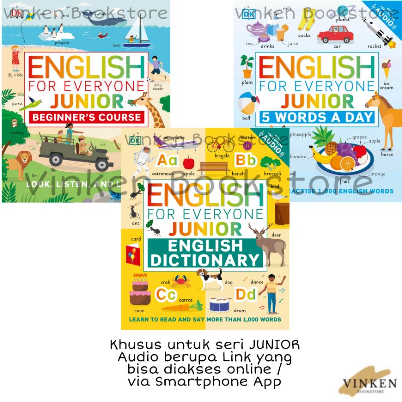 English for Everyone: Junior Beginner's Course, 5 Words a Day, English Dictionary | Belajar Bahasa Inggris Anak For Kids Buku Bahasa Inggris-0