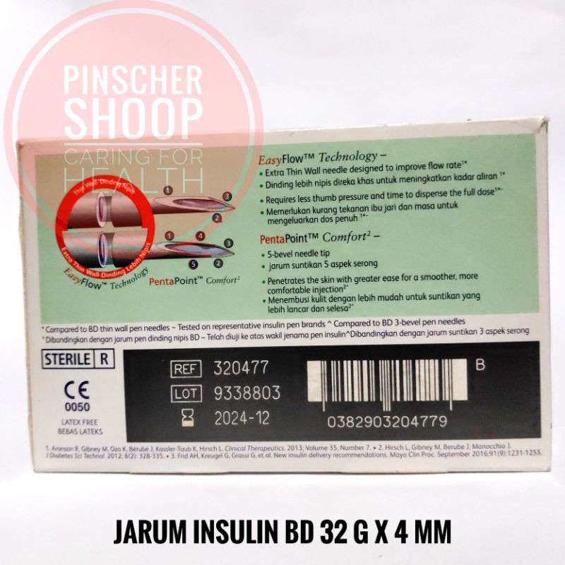 Jarum Insulin BD Microfine 32 G Hijau 0,23 x 4 mm