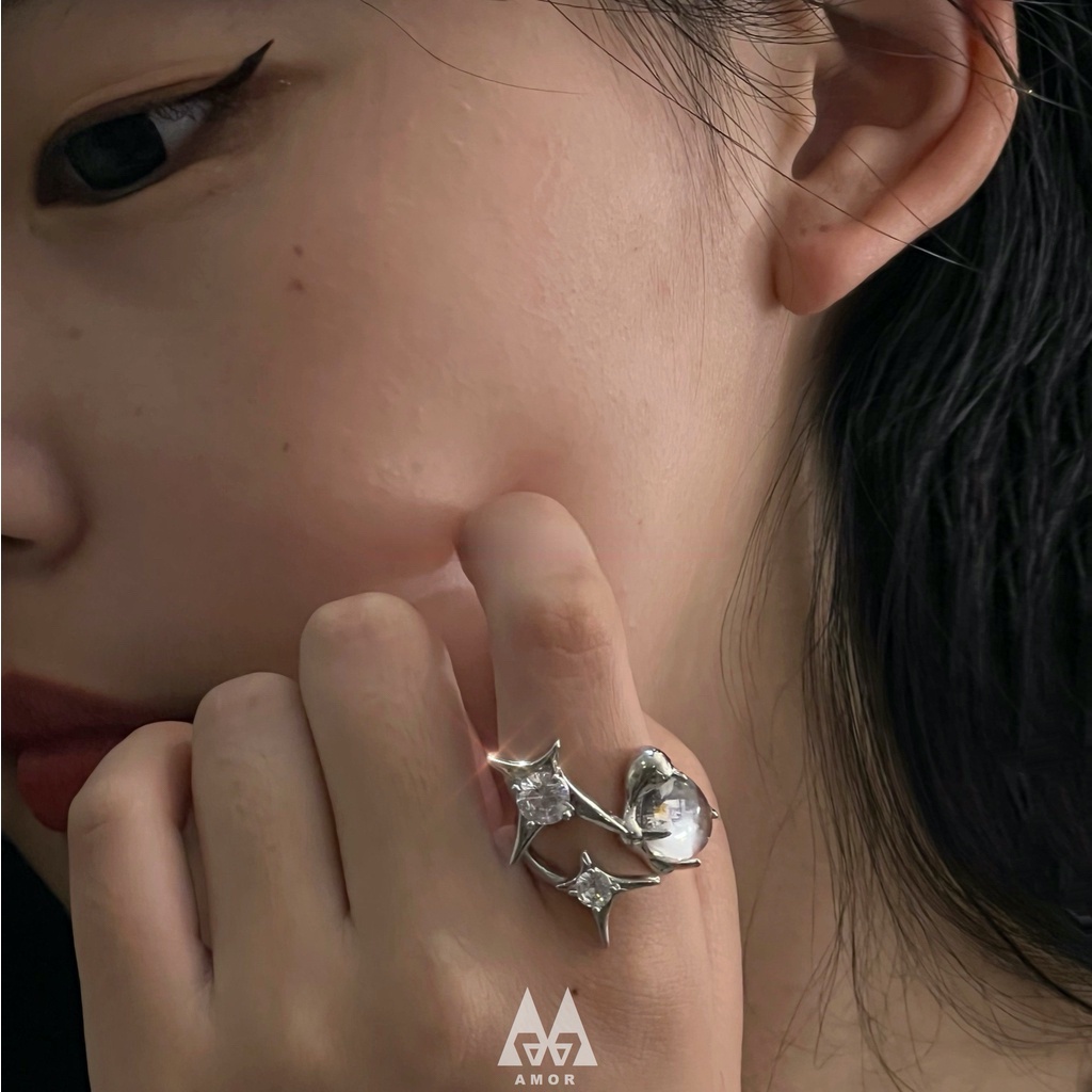 Cincin Model Terbuka Dapat Disesuaikan Desain Asimetris Untuk unisex