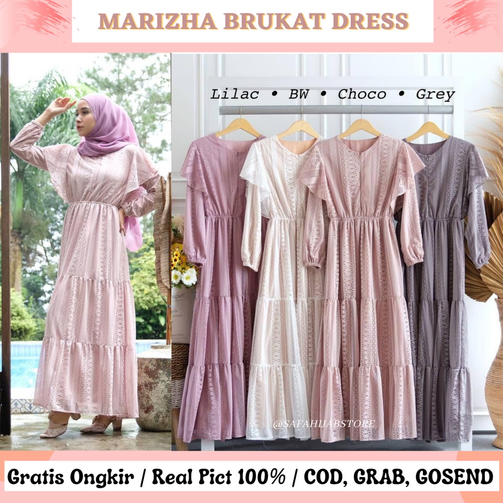 MARIZHA BRUKAT DRESS / DRESS LEBARAN / DRESS MEWAH / BUSUI FRIENDLY