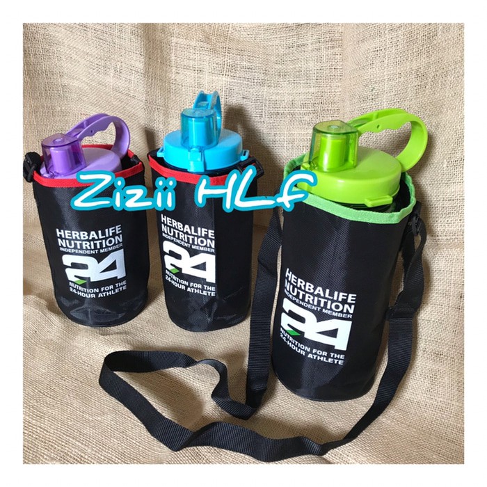 Promo (Tas Bulat) Tas kantong sarung botol#Herbalife tali panjang slempang - Hijau Terlaris