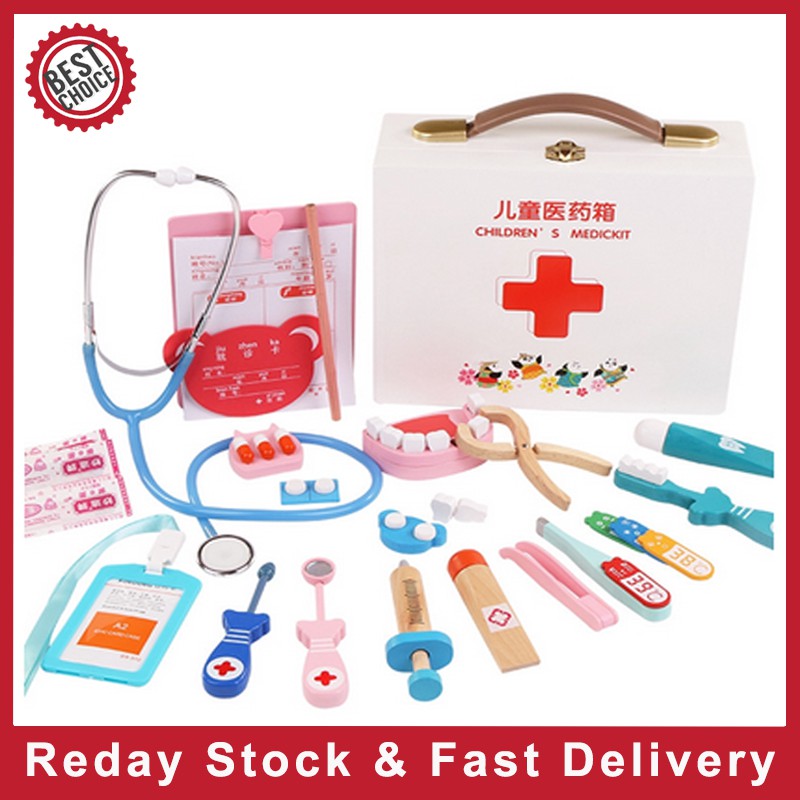 wooden toy doctor kit