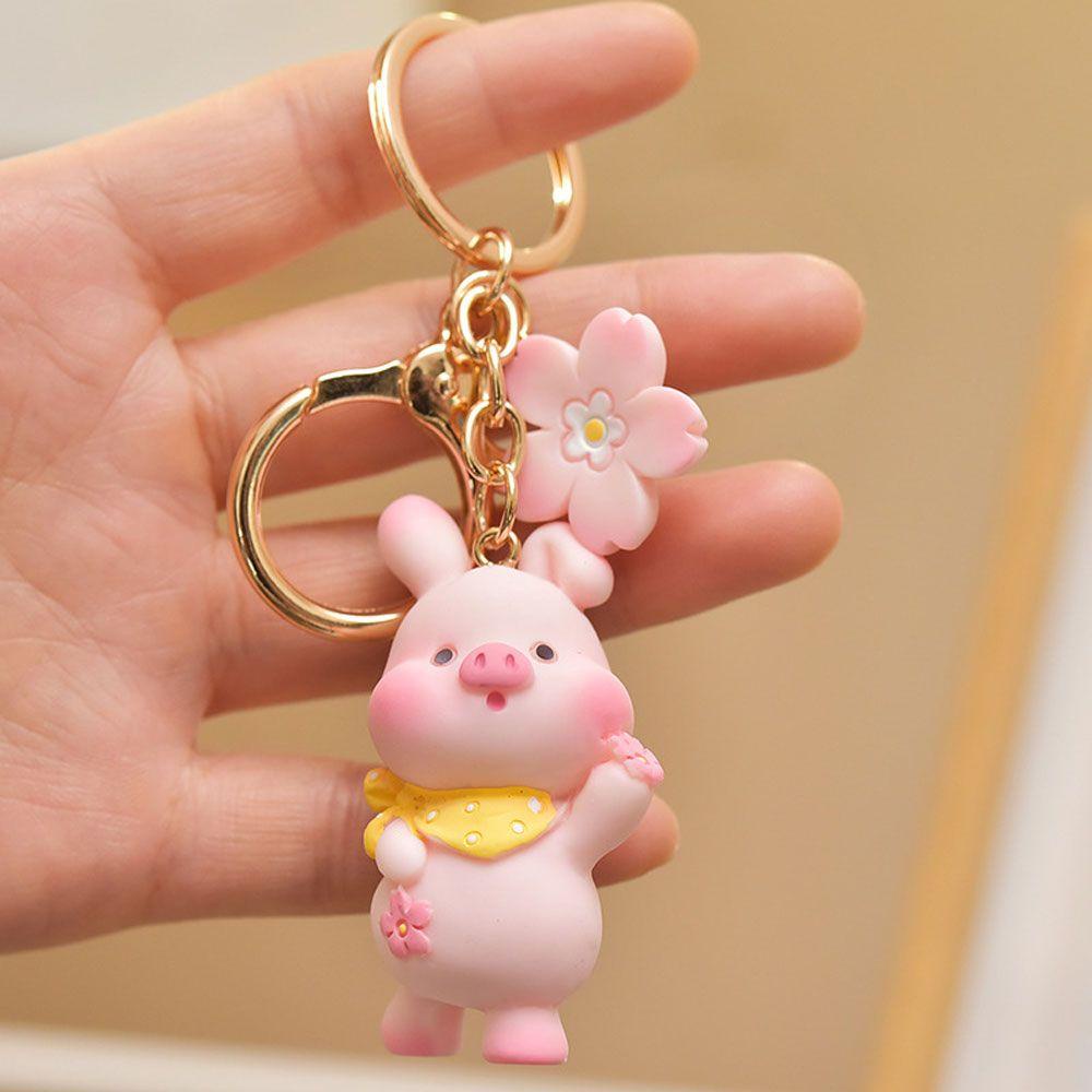 Lily Keyring Backpack Pink Piggy Liontin Lucu