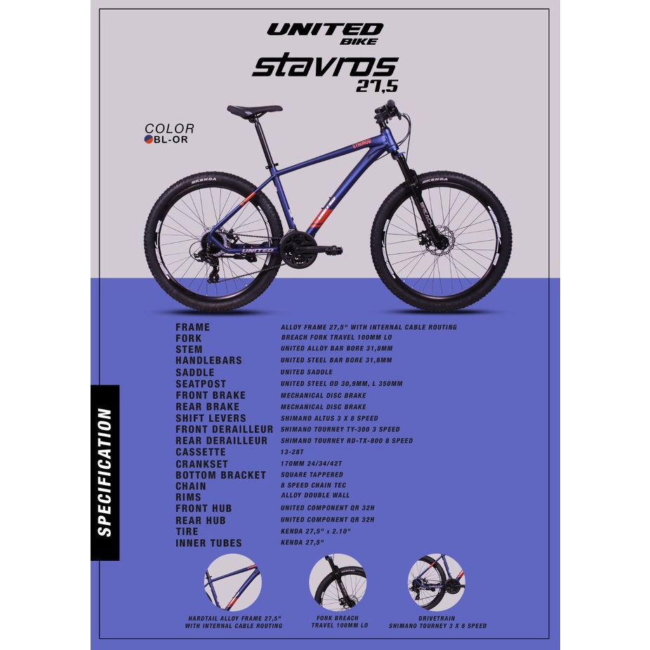 SEPEDA GUNUNG MTB UNITED 27.5 STAVROS 24SP (20.1)