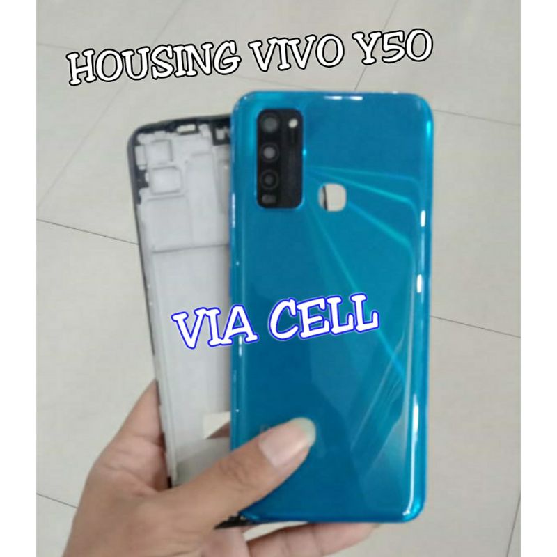 Casing Housing Kesing Fullset Vivo Y30 Y30i Y50 Lengkap 3 Bagian Backdoor + Frame Bazel tulang tenga