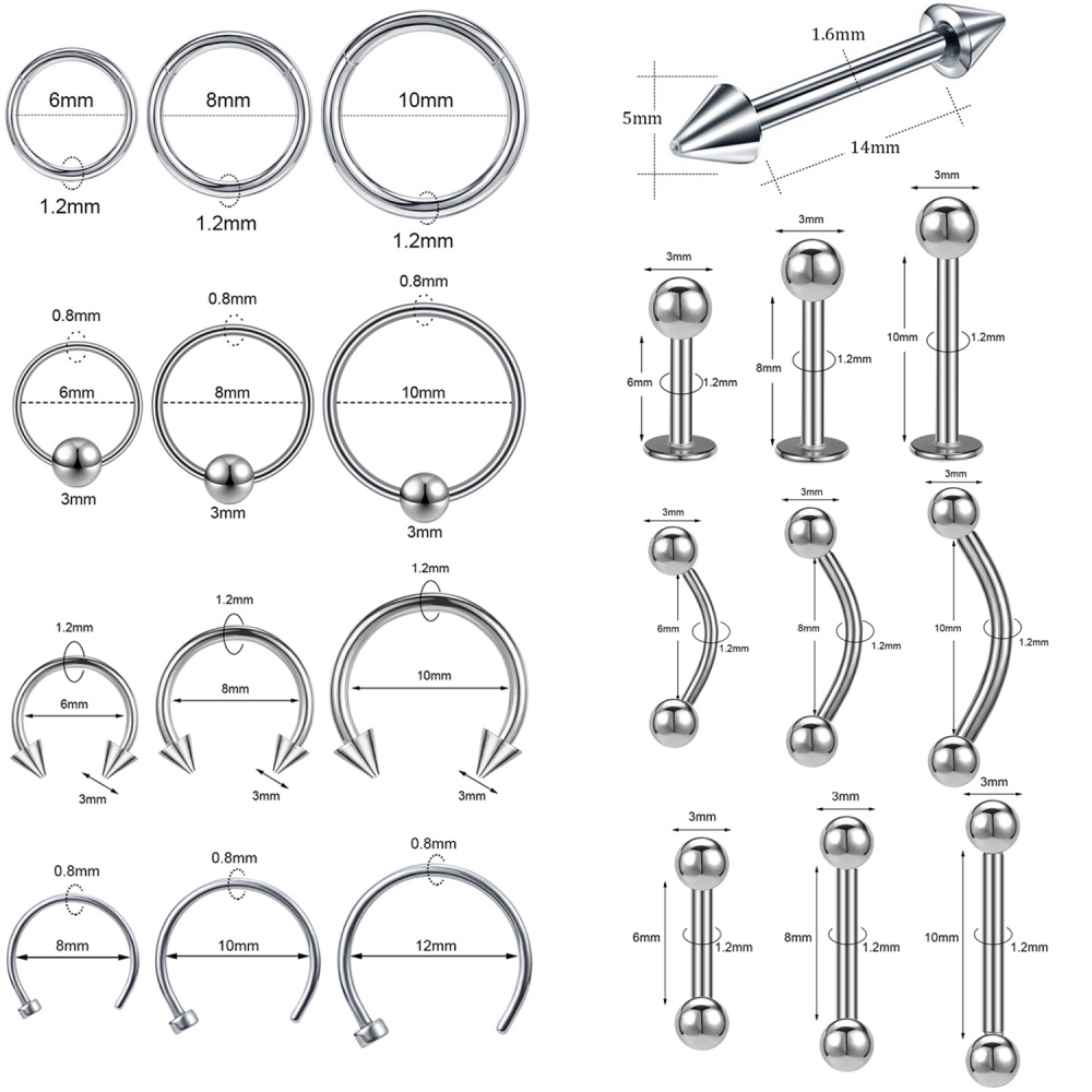 1pc Cincin Tindik Hidung / Telinga / Bibir / Pusar Bahan Titanium Steel 16g Untuk Pria / Wanita