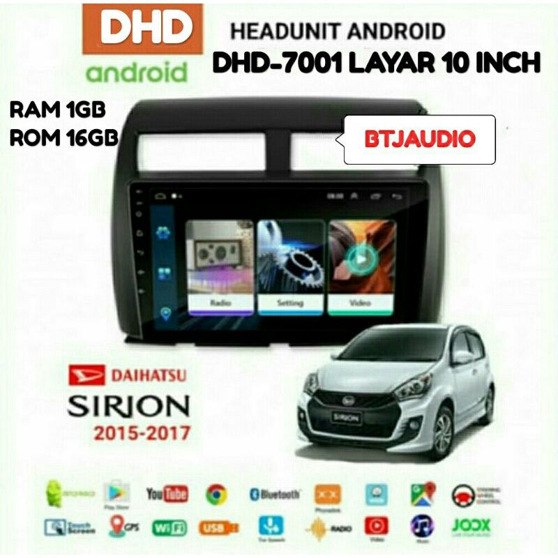 HEAD UNIT TAPE TV MOBIL ANDROID OEM DAIHATSU SIRION 2015-2017 LAYAR 10 INCH