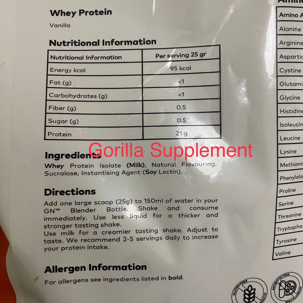 GN Gallant Nutrition Whey Protein Isolate 84% 5.5 Lbs 100 Serving Whey Protein Isolate By Go Nutrion UK