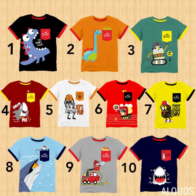 Baju Kaos Anak Laki Laki Cowok Karakter Animal pocket 2-10