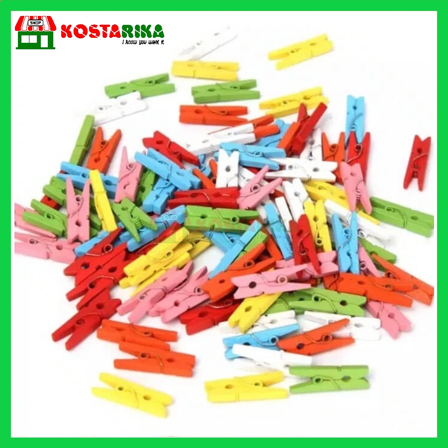 Penjepit Foto Warna Warni Wooden Clip Jepit Foto Photo Clip Wooden Peg 1 bungkus