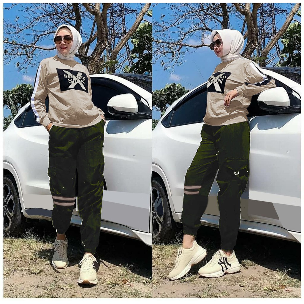 HOPYLOVY - Baju Wanita Set 2 In 1 Kekinian Setelan Expander