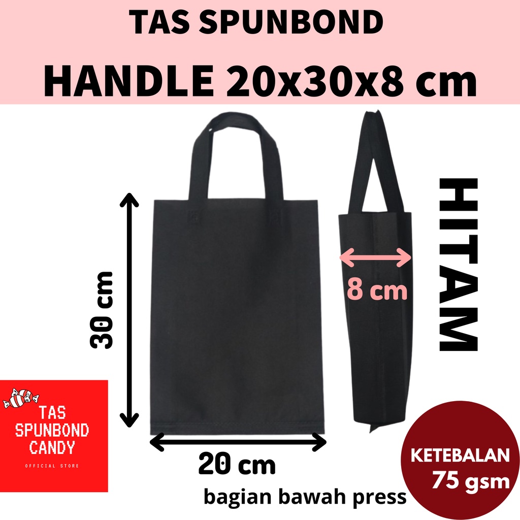 

TAS SPUNBOND BOX GOODIE BAG HANDLE 20x30x8 cm HITAM