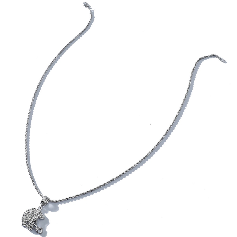 Hu Hu Hu Hu Hu Alat Bantu Pasang Kacamata♡ Kalung Liontin Bentuk Topi Rugby Aksen Berlian Imitasi Gaya Hip Hop Untuk Unisex