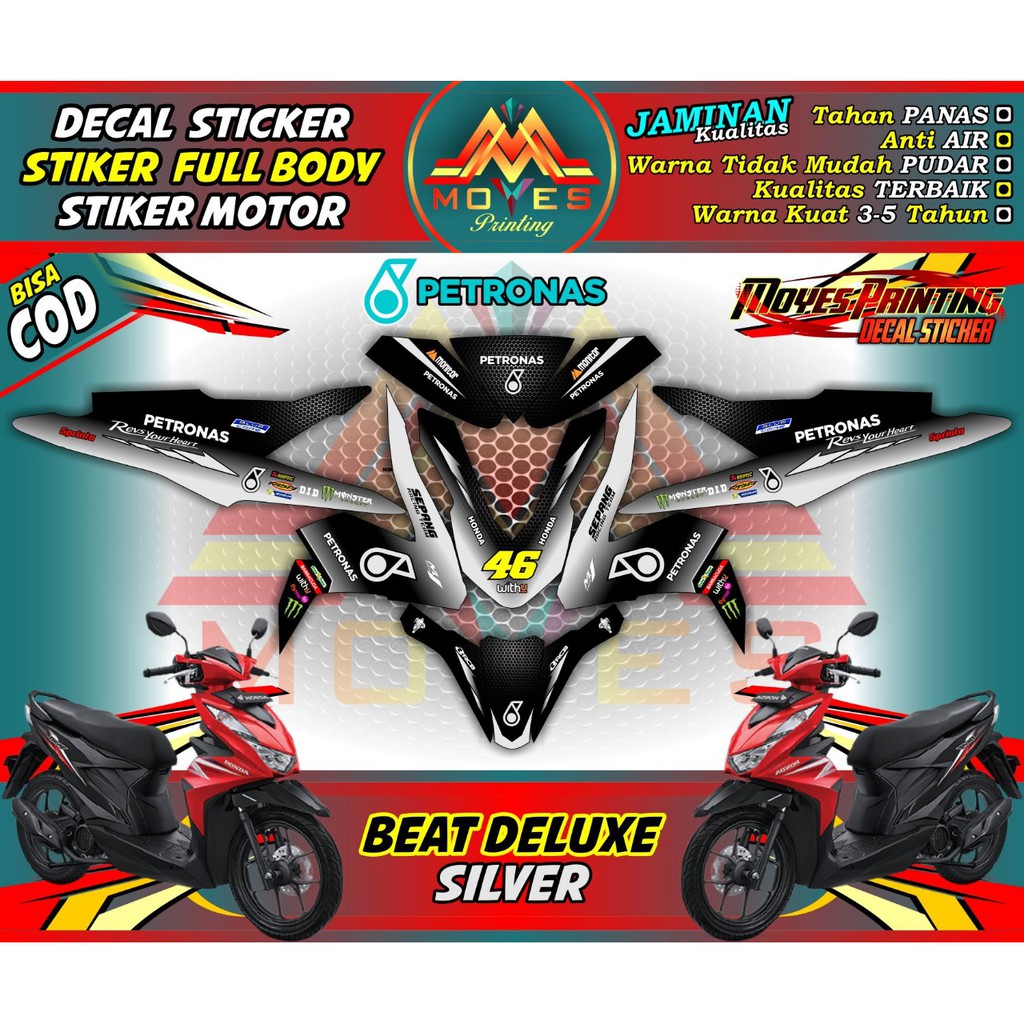 stiker beat deluxe 2020-2021 petronas silver full body stiker motor honda beat deluxe - spec C