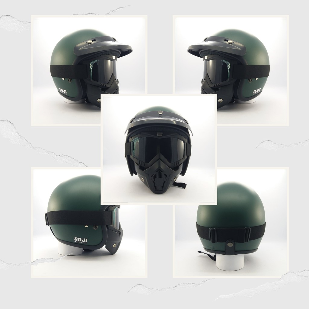 HELM BOGO RETRO SOJI BASIC ARMY DOFT || HELM BOGO KLASIK || HELM BOGO CLASSIC VESPA