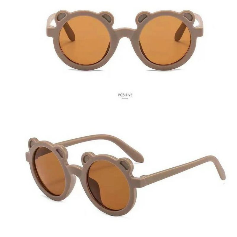 KACAMATA ANAK BULAT ANTI UV KEKINIAN / SUNGLASSES BABY ANTI UV / LUCU / RETRO-Grey telinga