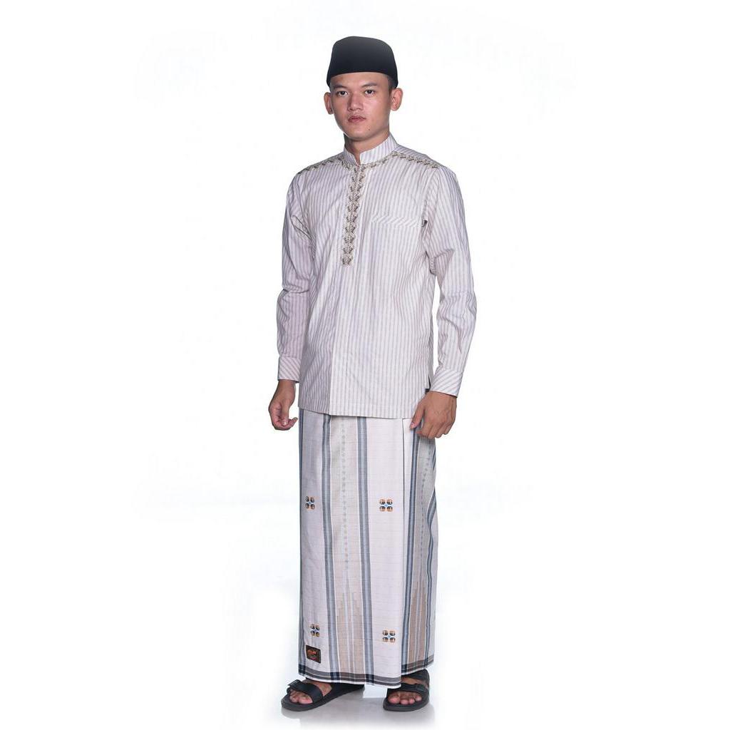 Sarung ATLAS Premium 790 Songket Special Gerimis Putih Cream