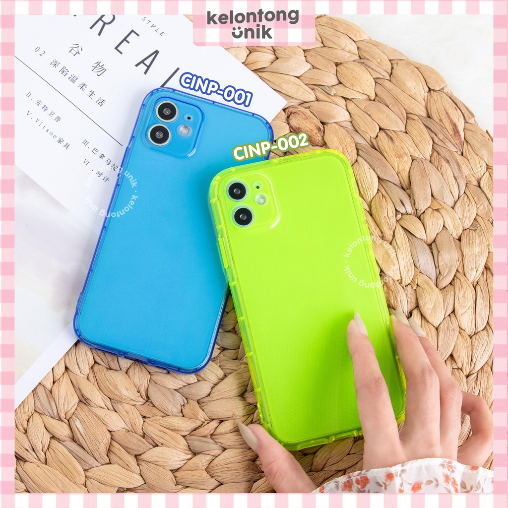 (Seri 1) For iPhone - Neon Shock Proof Case - Full Cover Soft Case + Camera Protection Lens Cover