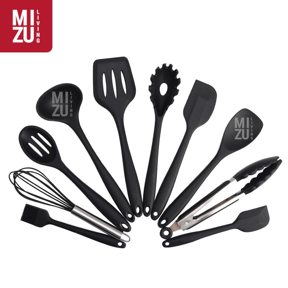 DIECI 10 in 1 SET Silicone Kitchen Utensil Spatula Cooking Set PEFE/PFOA/BPA-Free