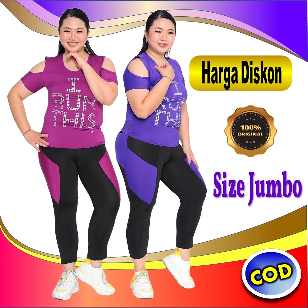 Stelan Baju Senam Jumbo Oversize Combi Zumba Bisa Sampai 80 kg Baju Setelan Olahraga Senam Wanita BA