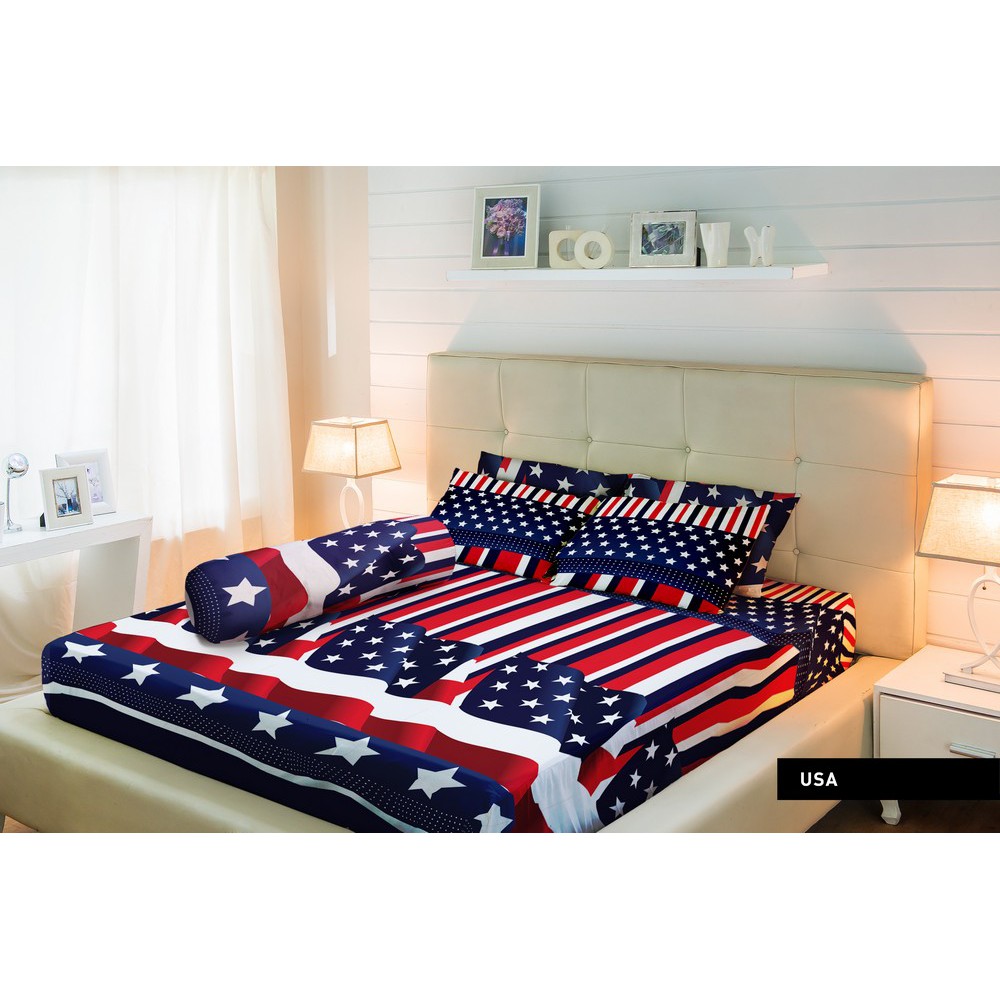 Sprei LADY ROSE 180x200 / 160x200 motif USA bola - King 180 Queen 160 - ladyrose bendera amerika SP