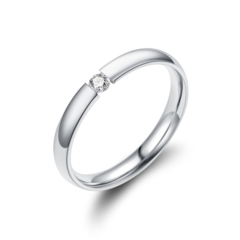 Cincin Baja Titanium Sederhana Fashion Pria dan Wanita/Cincin Berlian/Cincin Pasangan/Cincin