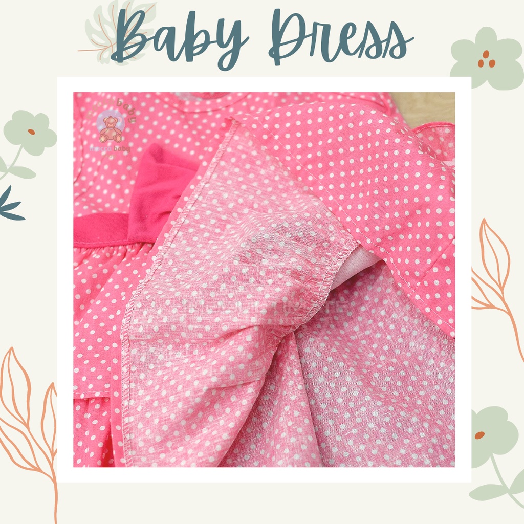 MBSS - QIU2 RIBBON DOTS Dress Baju Bayi Perempuan Motif Pita (0-6 bulan) Baju Bayi Cewek Pakaian Bayi Setelan Bayi Perempuan