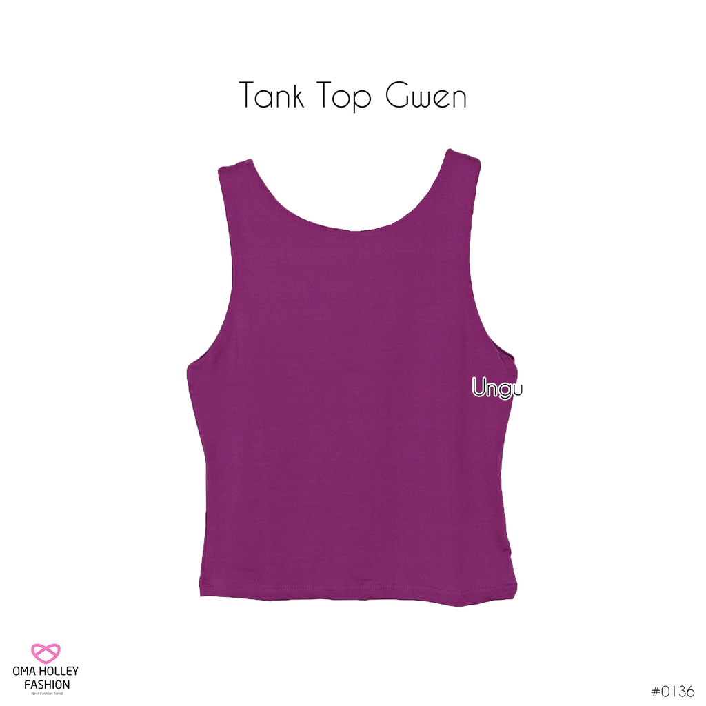 (COD) OH Fashion Tank top Gwen Wanita jewelneck elvz #0136-03-Ungu