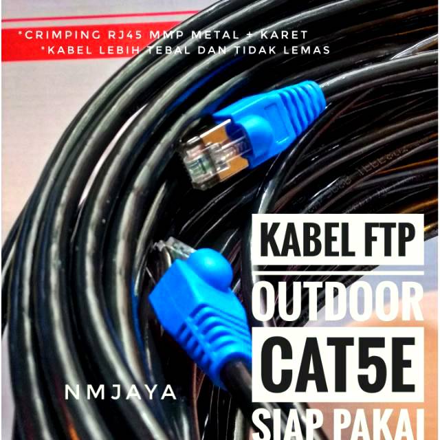 Kabel Lan Outdoor 5 Meter FTP CAT5e Siap Pakai sudah dicrimping rj45 besi dan plugbooth Vascolink Hitam