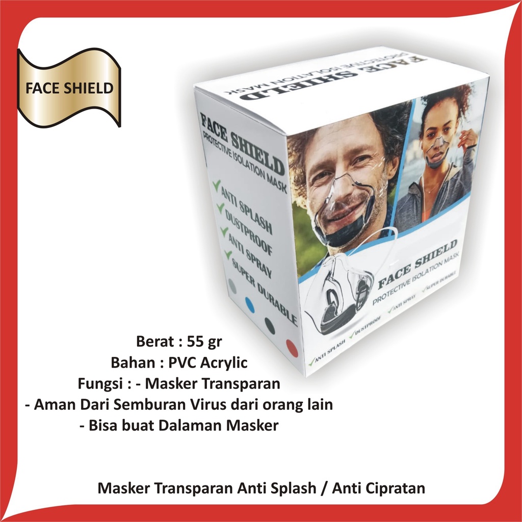 Masker Transparan Akrilik / Acrylic dengan filter udara / Kuat Nyaman-1