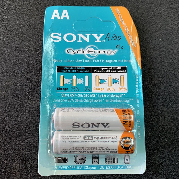 Baterai Cas Sony Rechargeable Battery AA NiMH 4600mah CycleEnergy