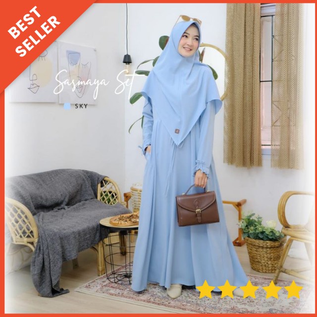 [TERLARIS] SASMAYA SET INDO HIJAB GAMIS WANITA MUSLIM SET HIJAB SYARI KEKINIAN TERBARU LADY ZARA COC