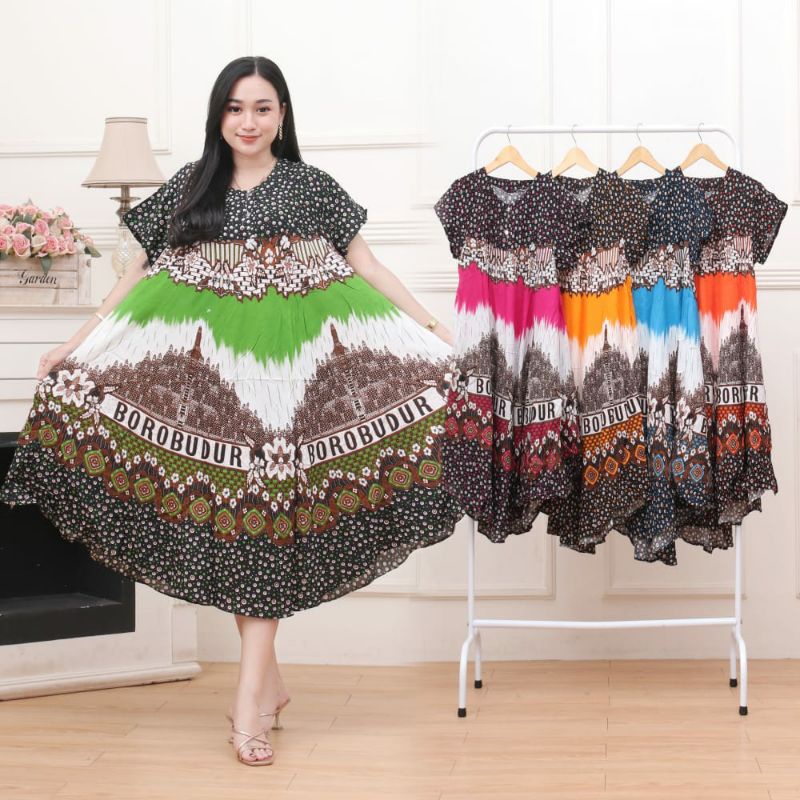 DASTER PAYUNG JUMBO COKLAT KANCING DEPAN BUSUI BUMIL-Lws hijau