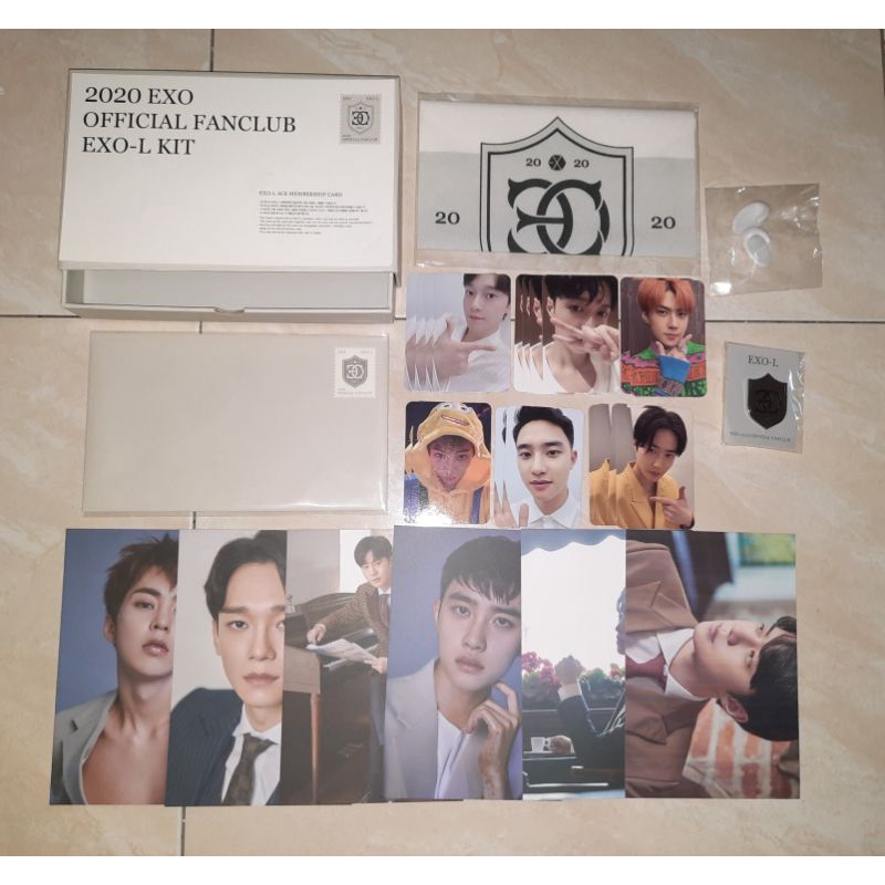 EXO WELCOME KIT EXOL ACE FANCLUB 2020 PHOTOCARD POSTCARD KAI KYUNGSOO SUHO CHEN XIUMIN LAY D.O. FLAG