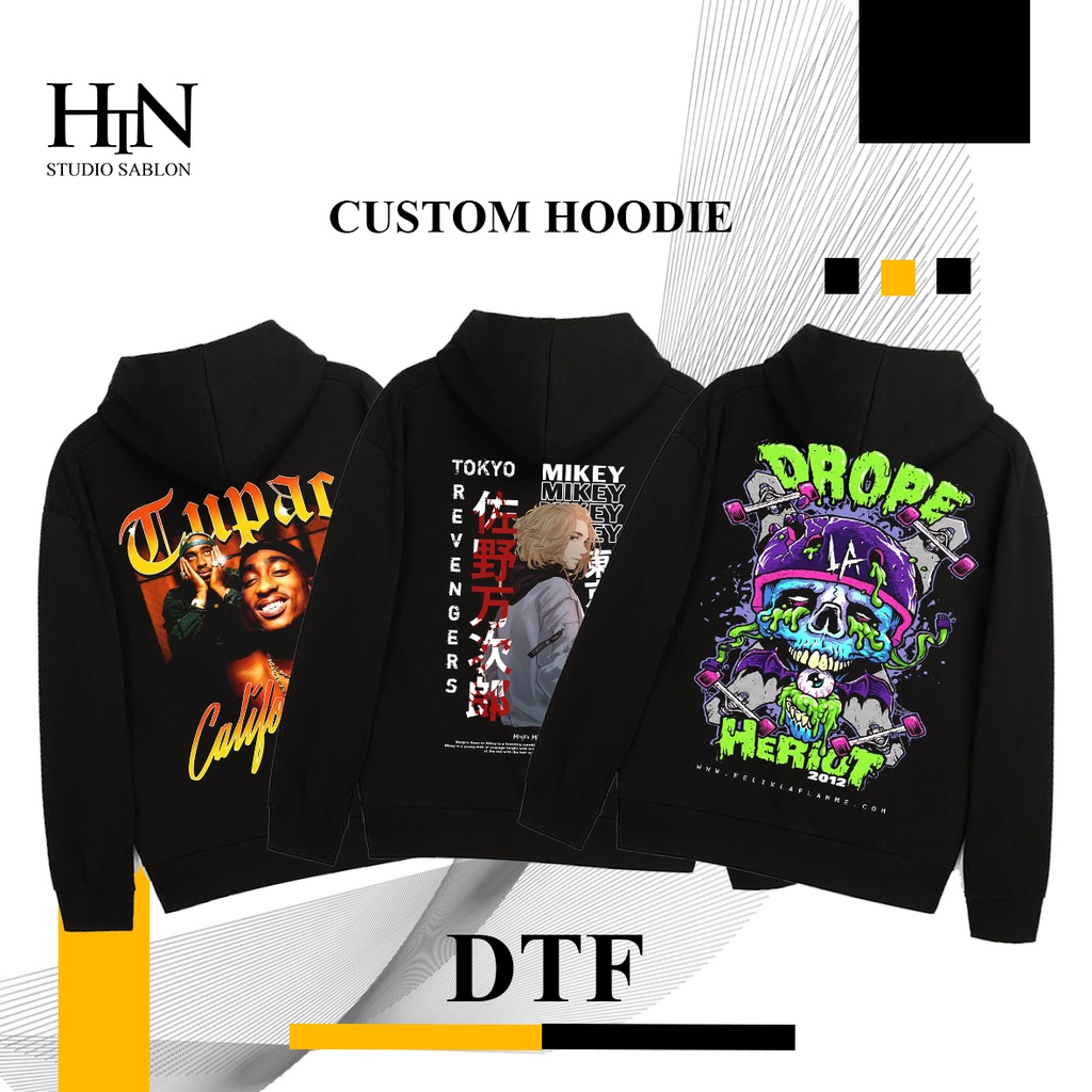 Custom Hoodie DTF | Desain suka suka | Custom hoodie bahan fleece | sablon DTF