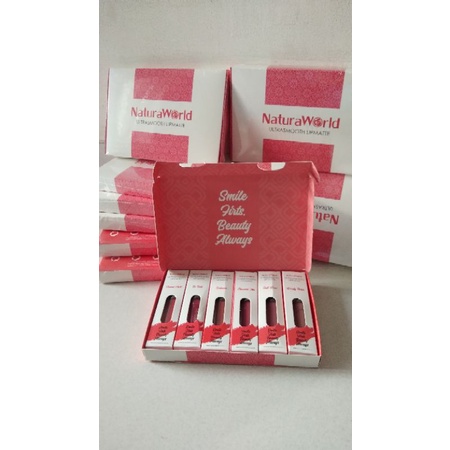 Lipstik Natura World Ultra Smooth Lip Matte - 1 BOX isi 6 Varian